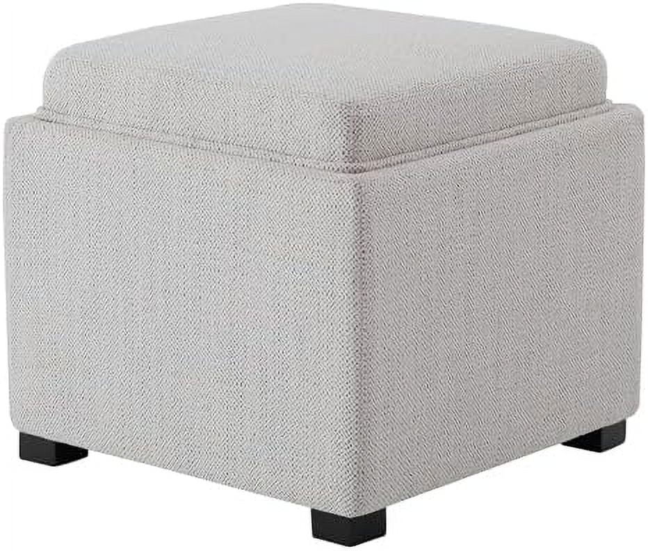 Saddle Brown PU Leather Ottoman Cube with Tray D6817