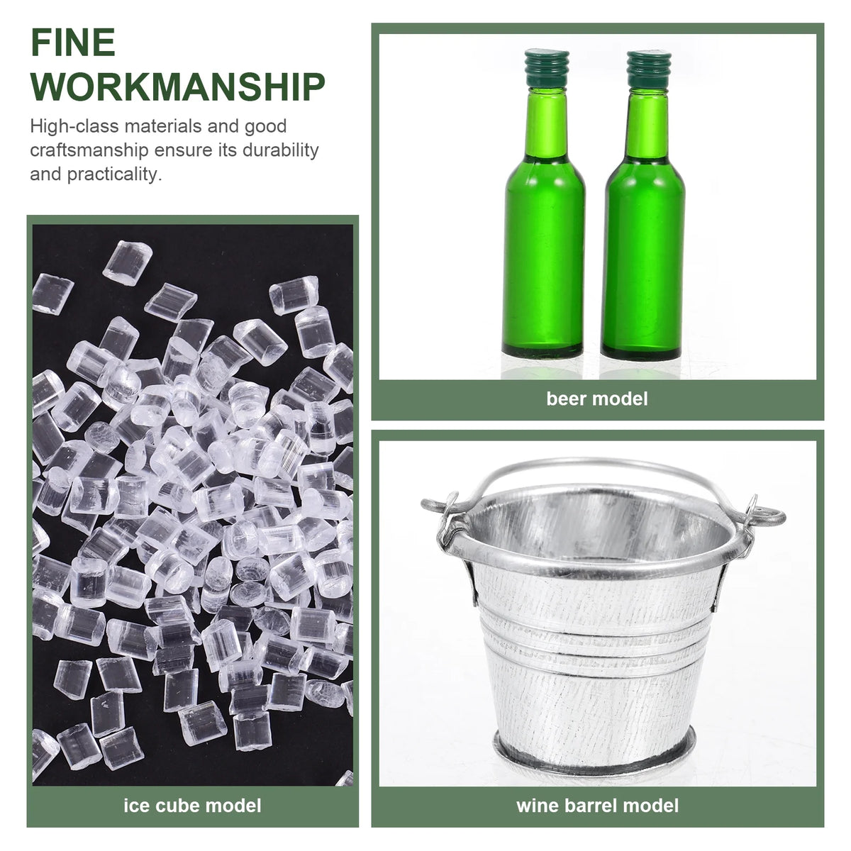 Mini Beer Bottles Galvanized Buckets Dollhouse Bar Supplies Z6166