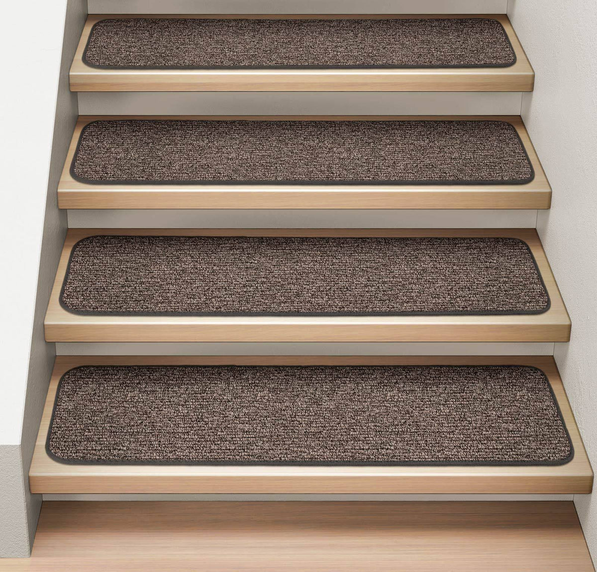 Set of 15 Attachable Indoor Carpet Stair Treads Pebble Gray 8 in. x 23.5 in. O9133