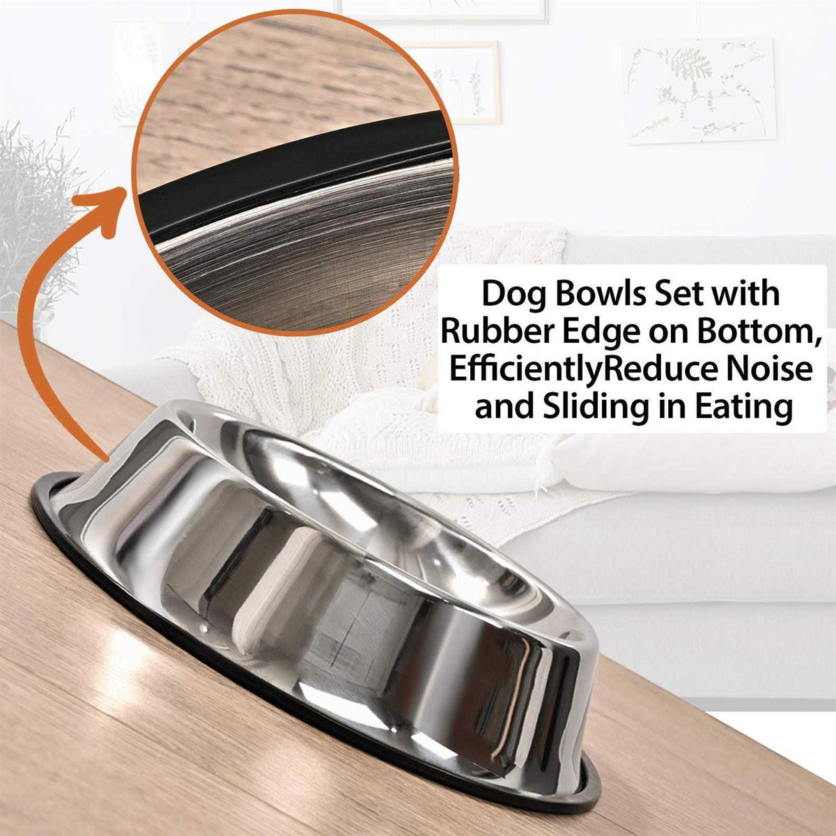 2 Packs Stainless Steel Dog Bowl with Anti-Skid Rubber Base L255340