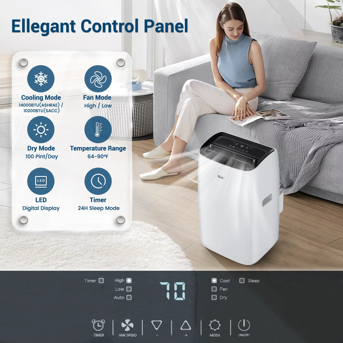 Portable Air Conditioner 10200BTU Dehumidifier Fan Remote Control X8017