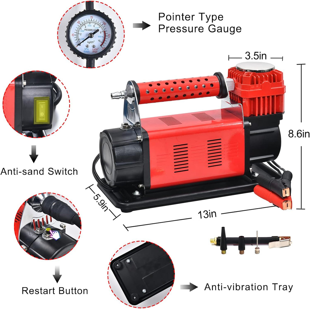 Heavy Duty DC 12V Tire Inflator 150PSI Air Compressor Pump L703503
