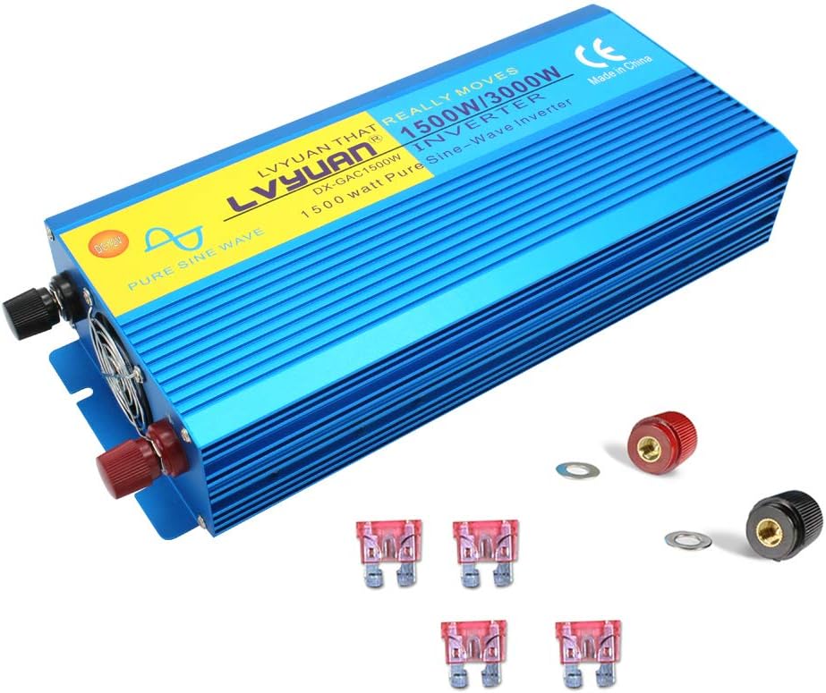 1500W Pure Sine Wave Power Inverter 12V DC to 110V AC with 3 AC Outlets K68405
