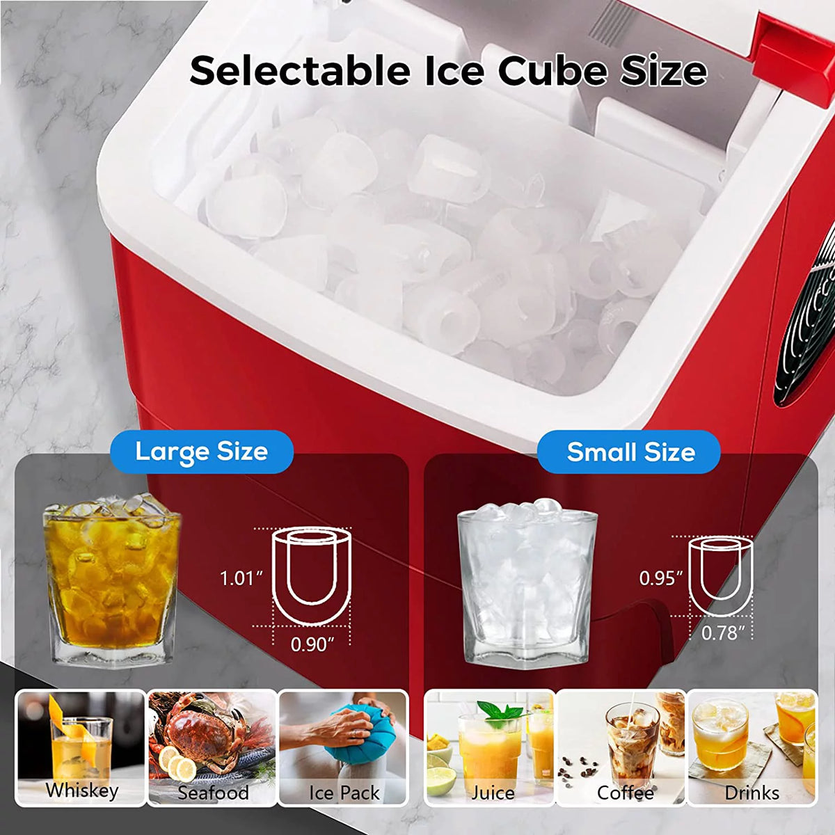 Portable Countertop Ice Maker with Ice Scoop and Basket X230