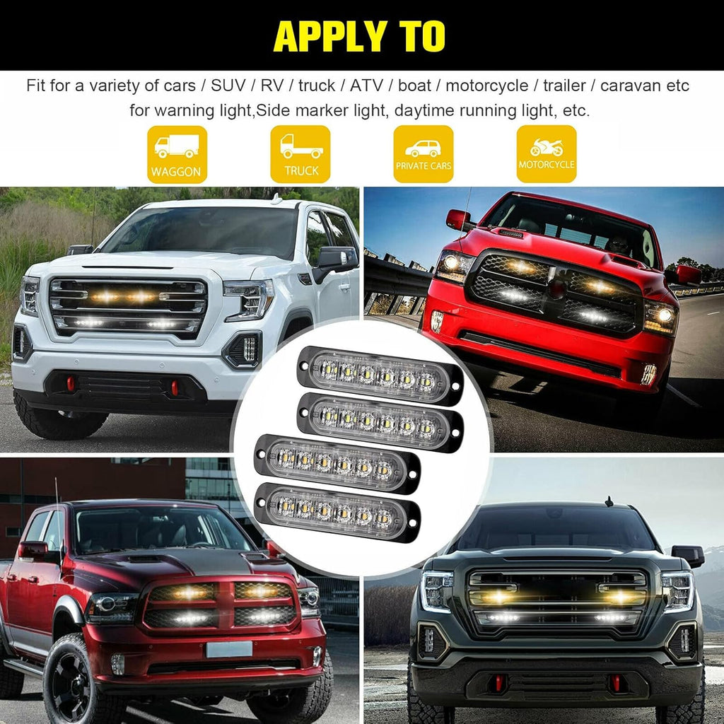 16Pcs LED Emergency Strobe Lights with Control Switch, Amber White, Pack of 2 N749