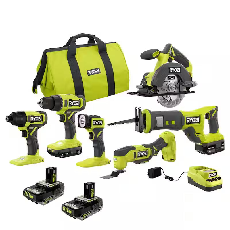 18V Cordless 6-Tool Combo Kit with Batteries & Charger Y987