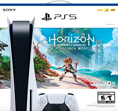 Playstation 5 Disc Version Console Horizon Forbidden West Bundle - 4K-TV Gaming, 16GB GDDR6 RAM, 8K Output, WiFi 6, Ultra-High Speed 825GB SSD N8478