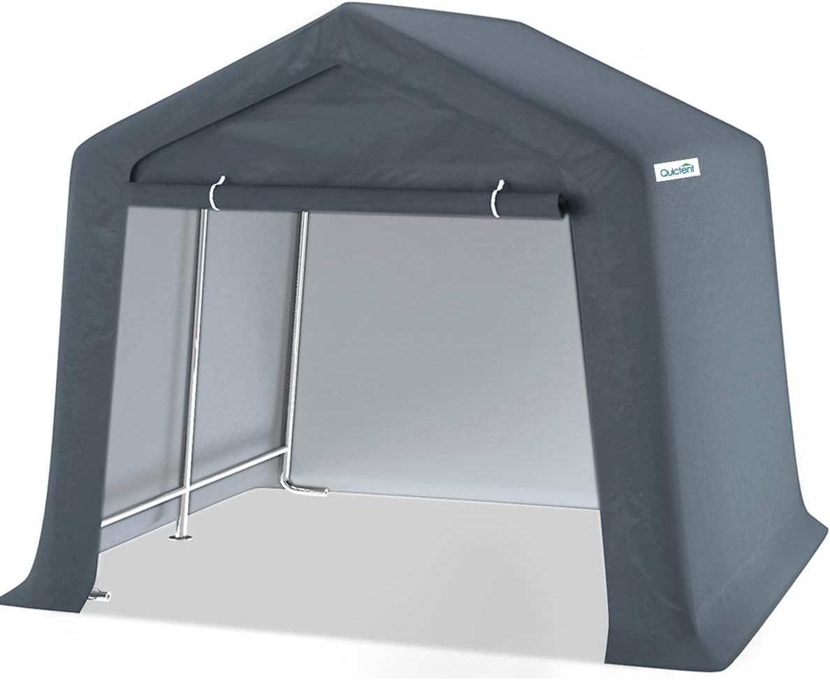 Gray 6x6 ft Portable Garage Shelter Outdoor Storage Shed Car Canopy Carport I60759