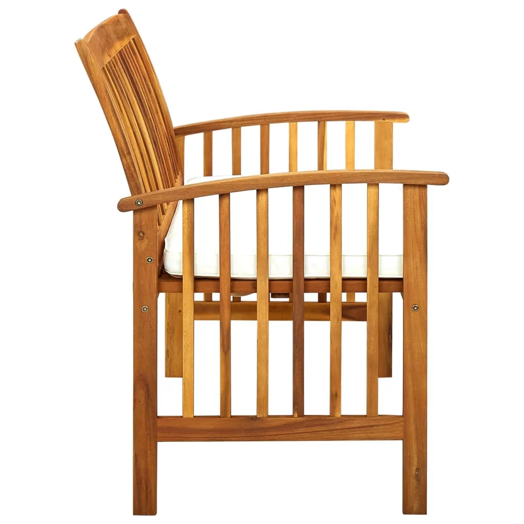 Patio Bench with Cushion Solid Acacia Wood L5880