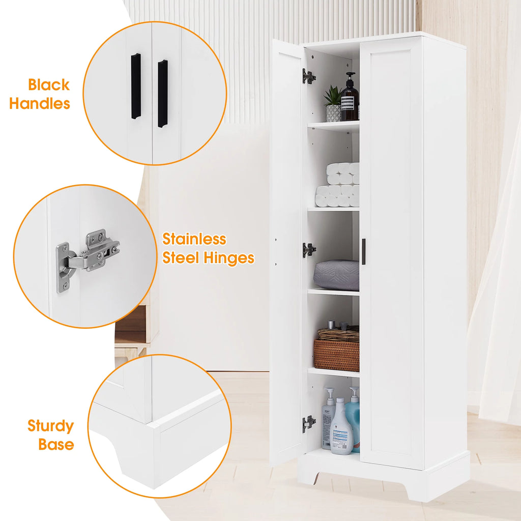 Tall Wood Bathroom Storage Cabinet with Adjustable Shelves B41266