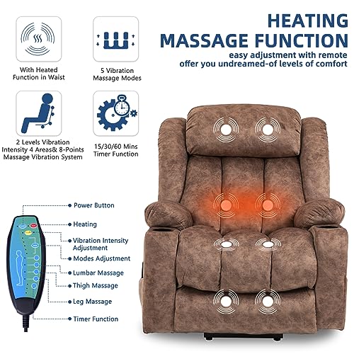 Gray Fabric Power Lift Recliner Chair with Massage and Heat J204
