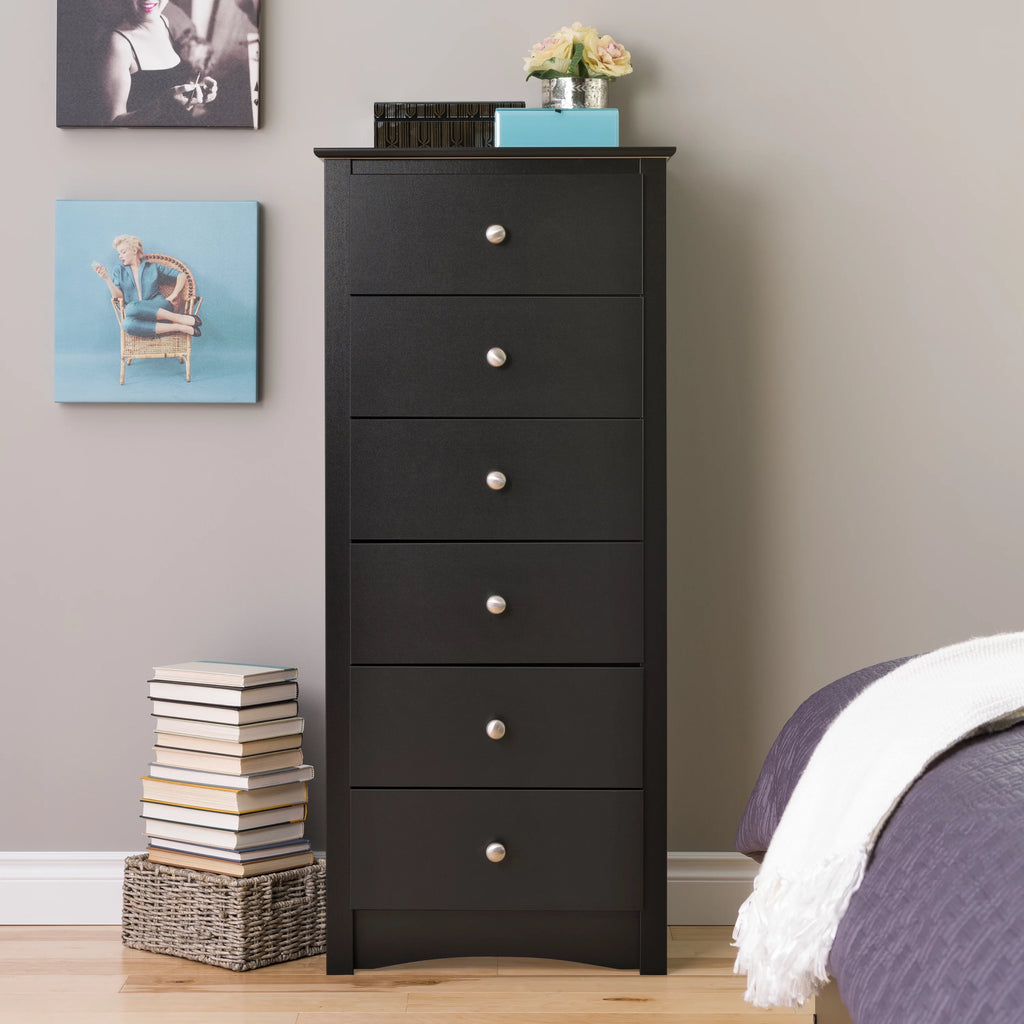 Black 6 Drawer Wooden Dresser G707