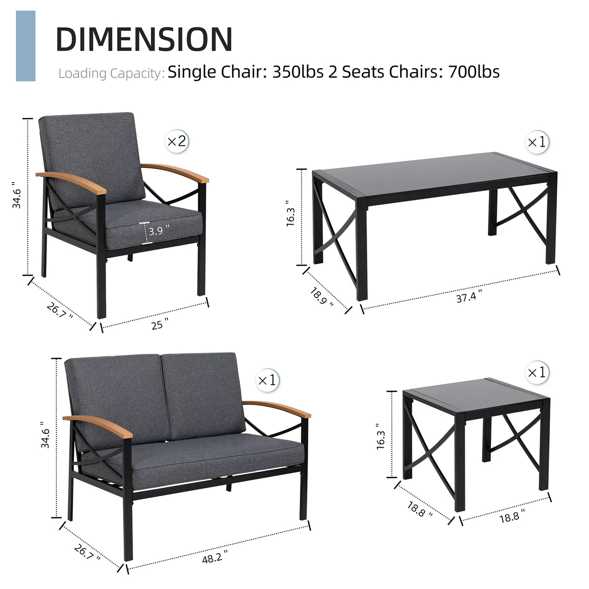 5 Piece Patio Conversation Sectional Set A3670