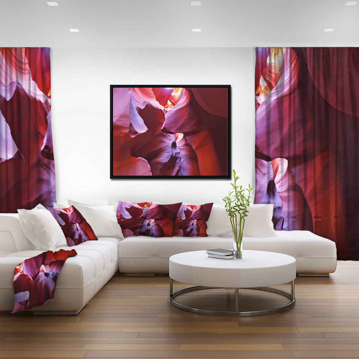 Purple Rays in Antelope Canyon Framed Canvas Print 40 in. x 30 in. G32332