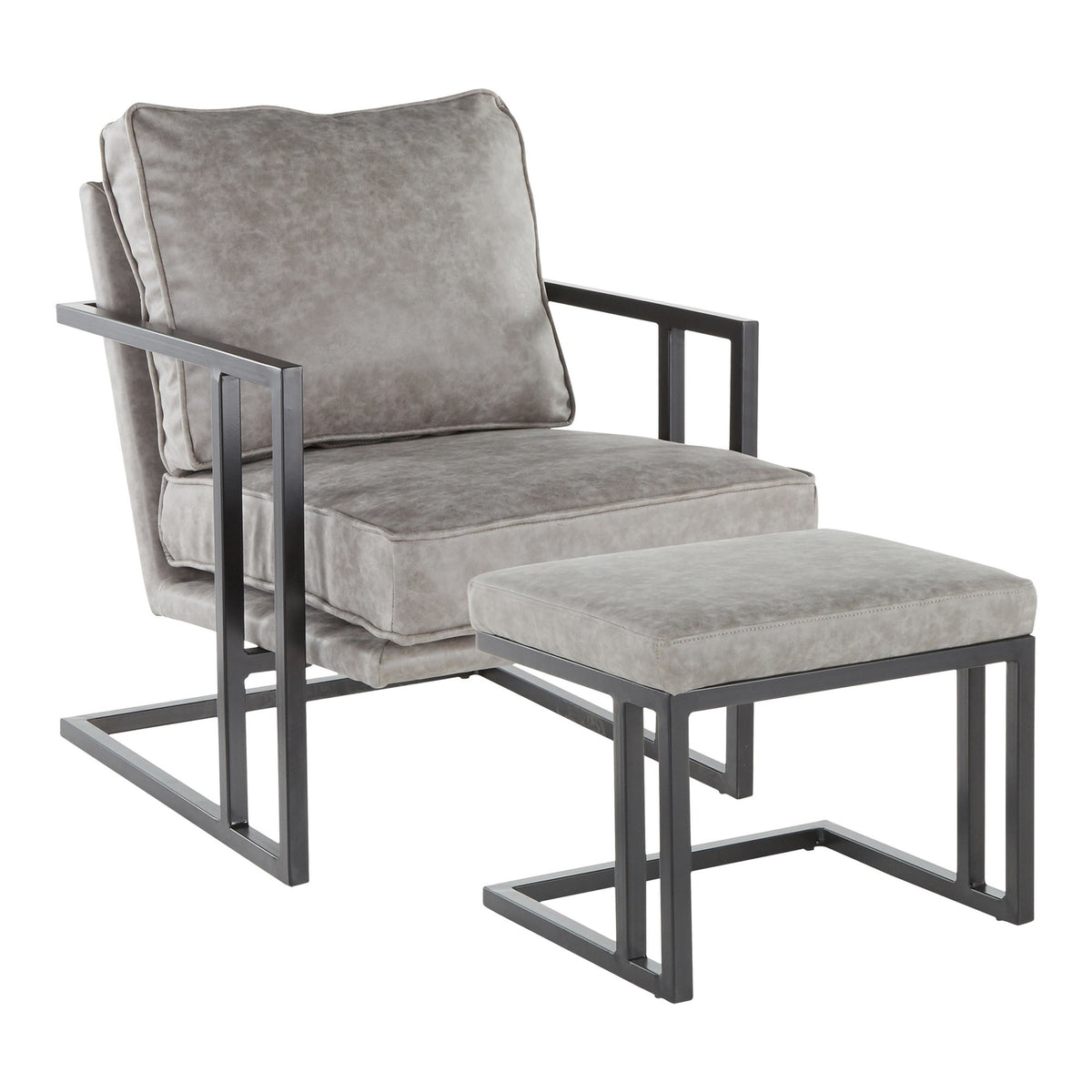 Black/Gray Lounge Chair And Ottoman Set H54026