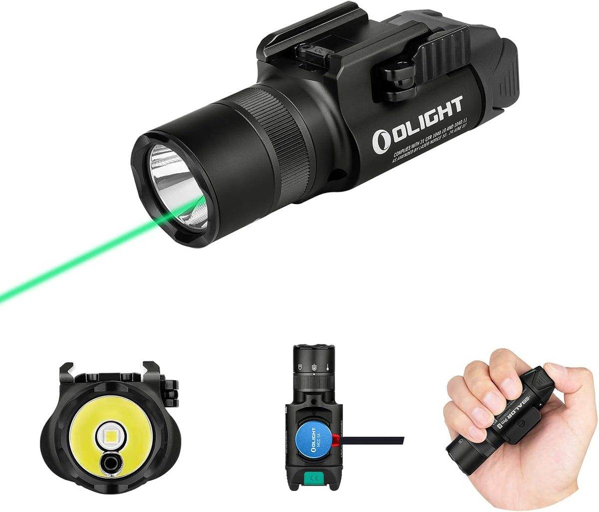 1350 Lumens Rechargeable Tactical Flashlight with Green Beam and White LED L9497
