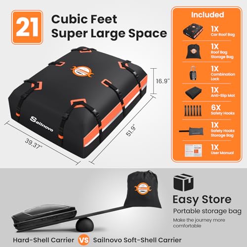 21 Cubic Feet Waterproof PVC Rooftop Cargo Carrier G987539