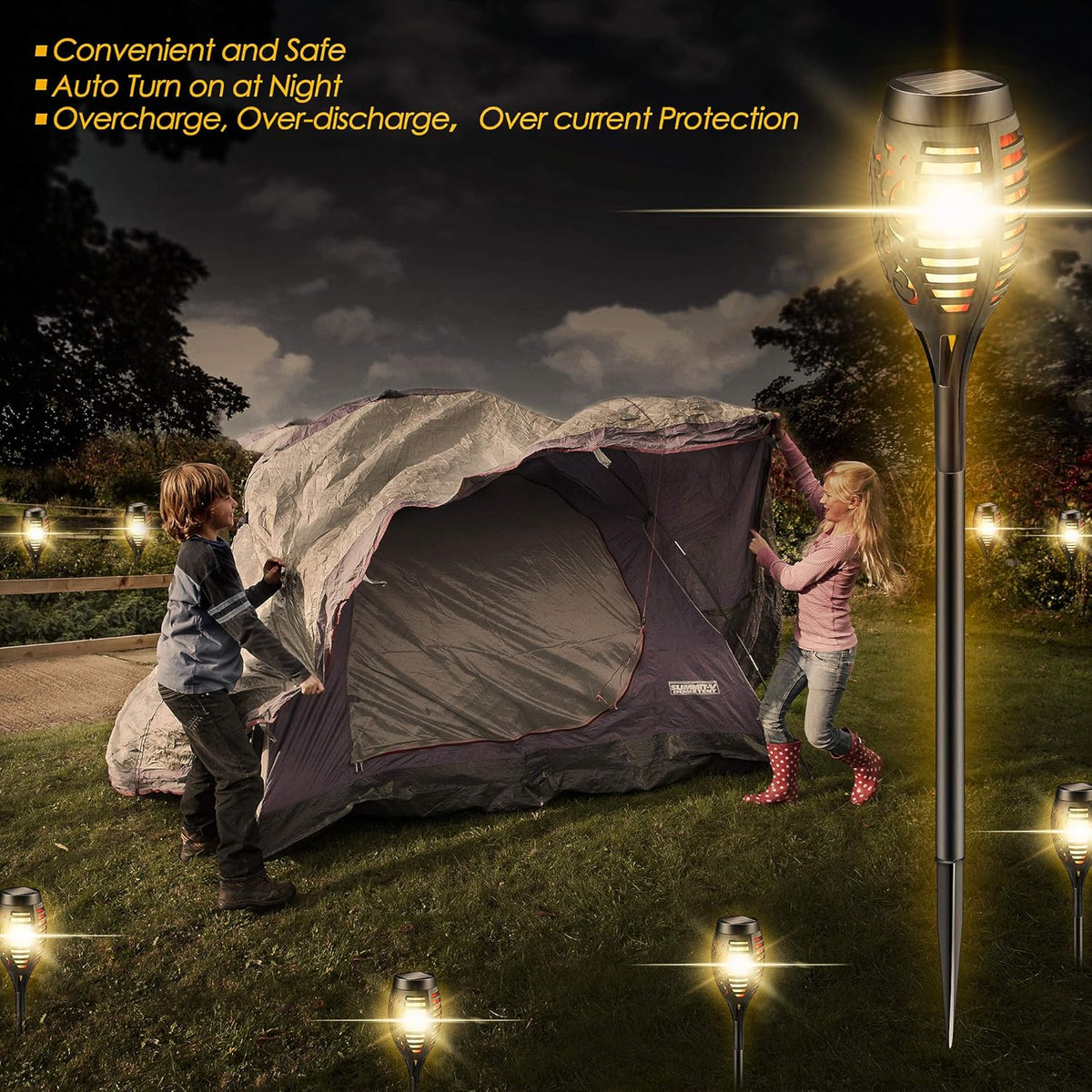 Solar Torch Lights Outdoor Garden Lawn Lights with Realistic Flickering Flames N587