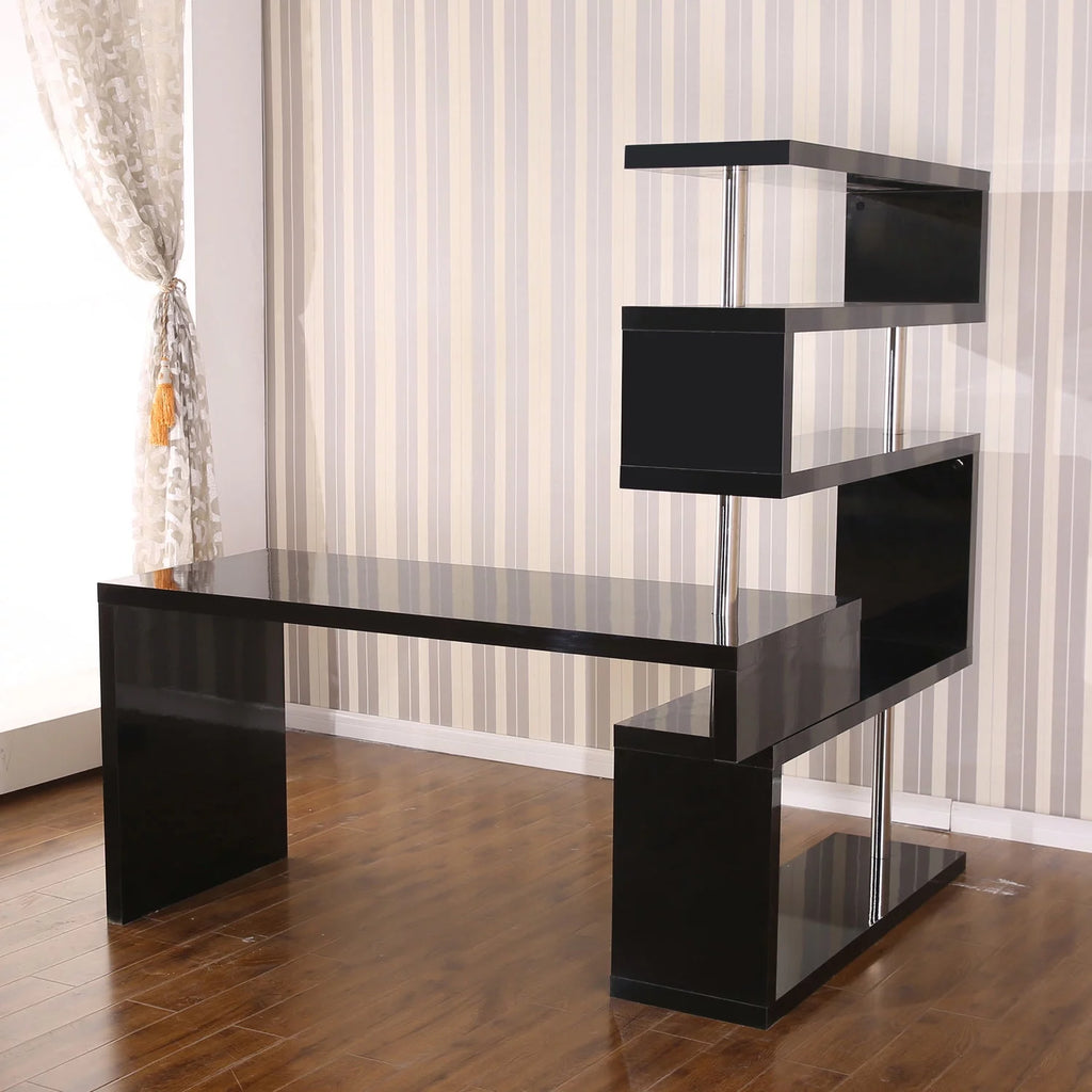 Black Corner Desk and Shelf Combo N411892