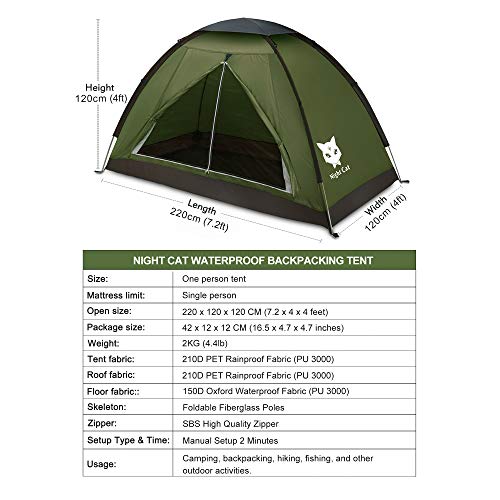 Lightweight Waterproof Single Layer Backpacking Tent for 2 Persons T739