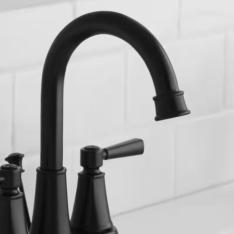 4 in. Centerset Double Handle High-Arc Bathroom Faucet in Matte Black E317