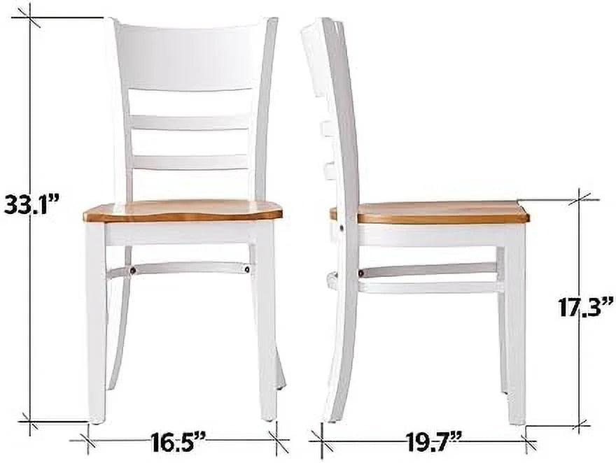 Wooden Dining Chairs Set of 2 Ladder Back Armless Walnut V253085