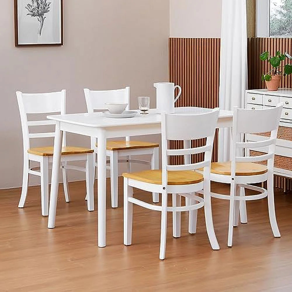 Wooden Dining Chairs Set of 2 Ladder Back Armless Walnut V253085
