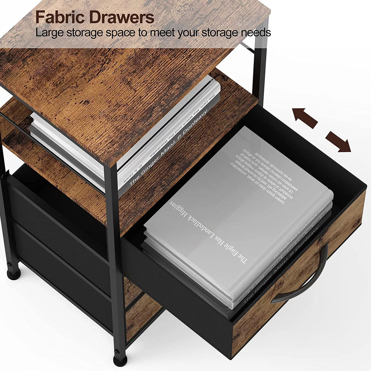 Brown 3 Drawer Wood Nightstand T301