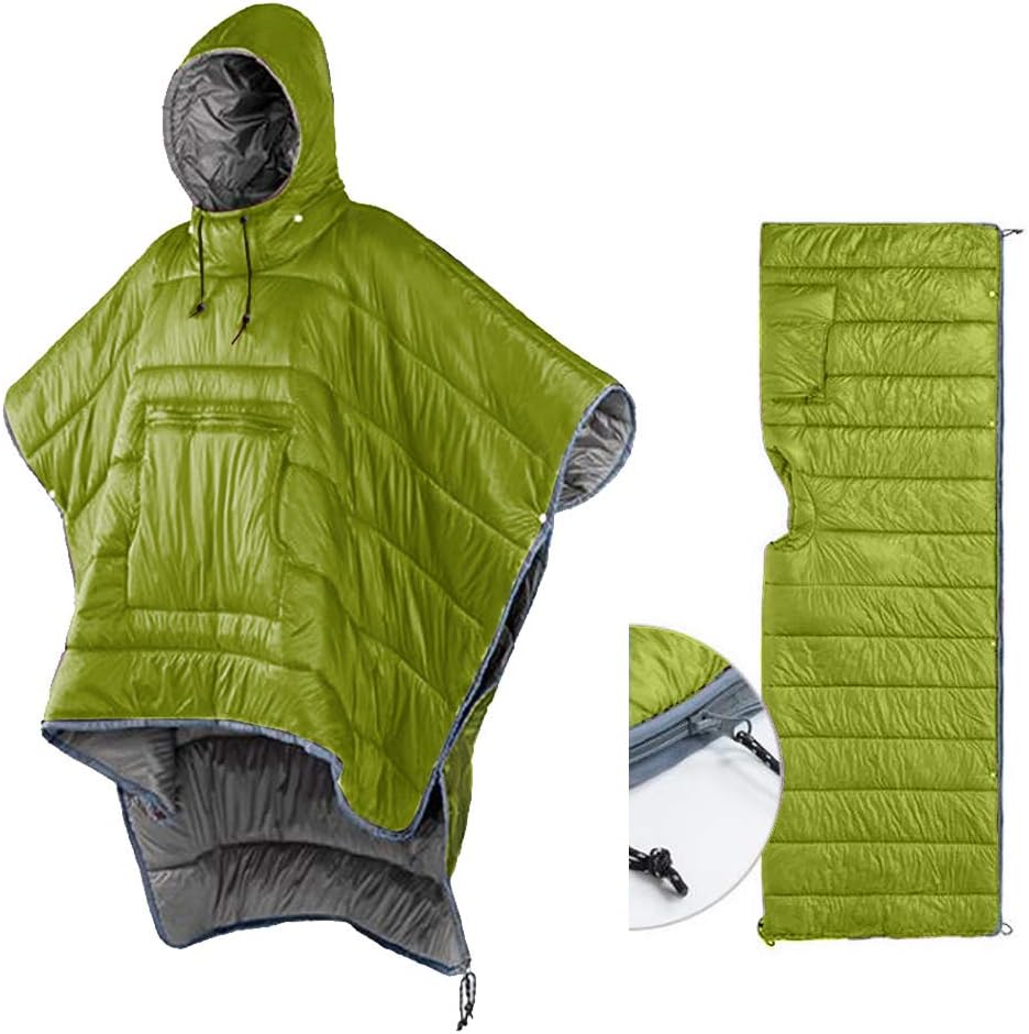 Thermal Poncho Wearable Hooded Blanket Sleeping Bag Cloak with Stuff Sack V241