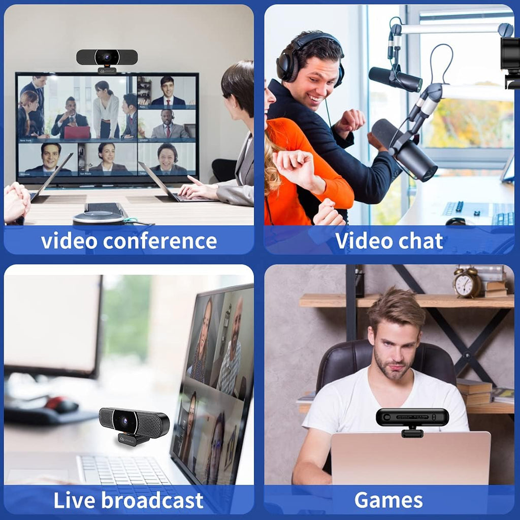 3 in 1 HD 1080p Webcam with Microphone and Speakers, Pack of 2 V577