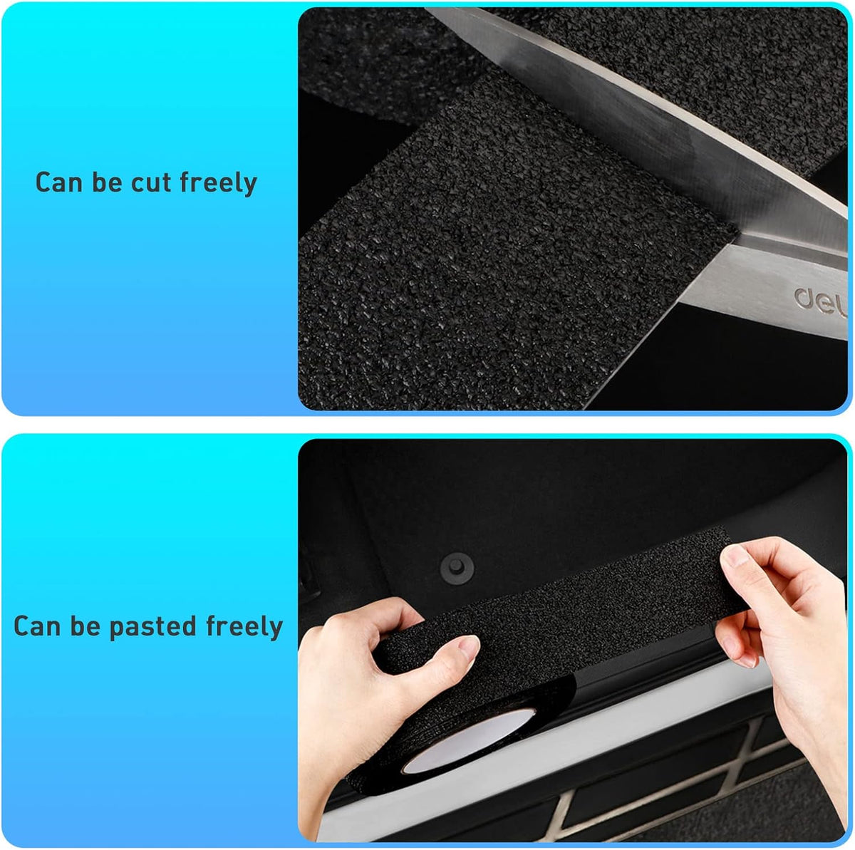 Anti-Slip Adhesive Car Door Sill Protector Sticker, Textured Black (16ft x 5cm) U86497