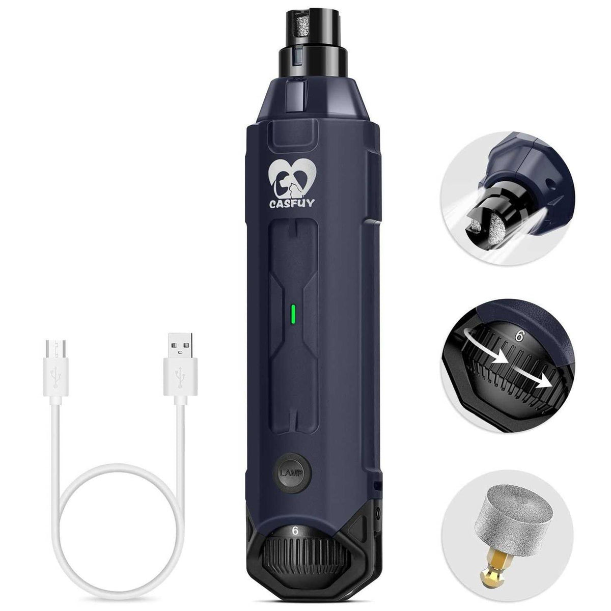 6-Speed Rechargeable Electric Dog Nail Grinder Y6550