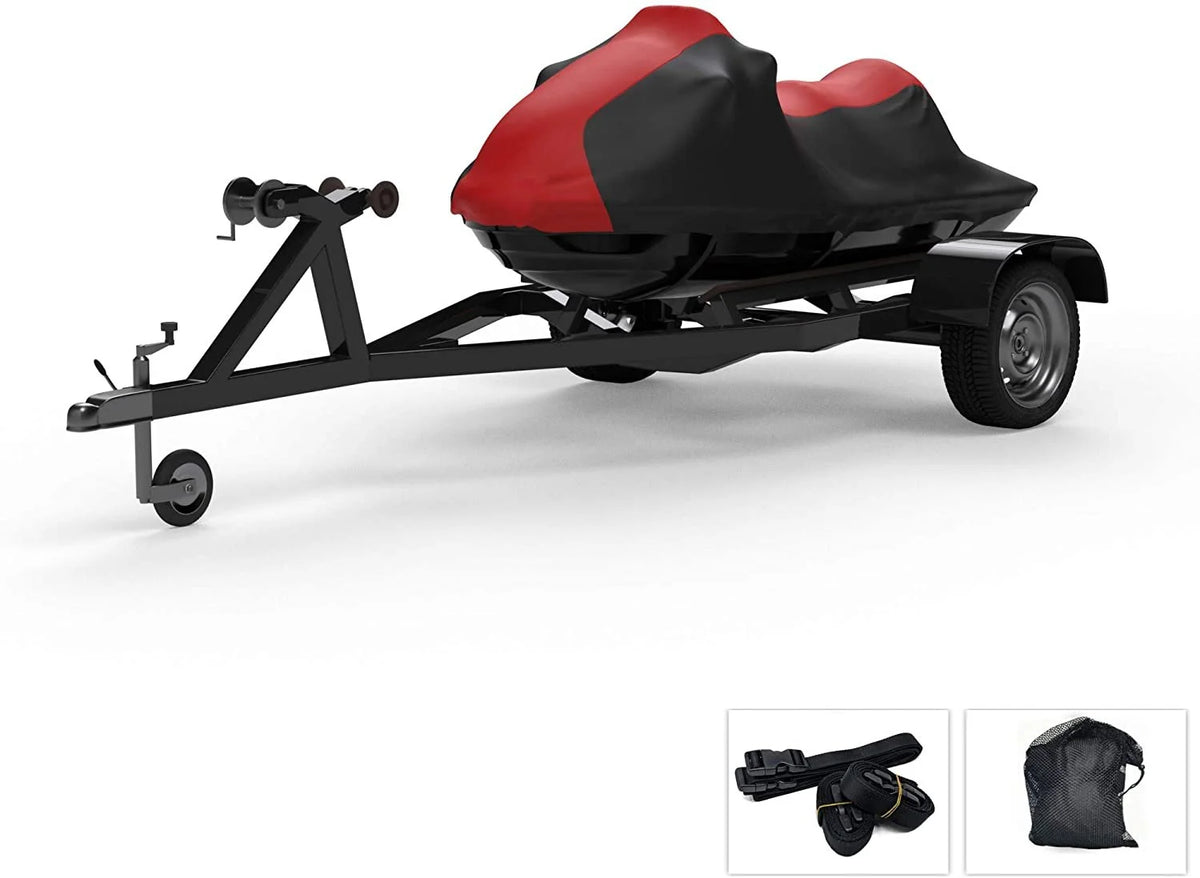 RED/Black Trailerable Jet Ski Cover with Trailer Straps and Storage Bag C609329