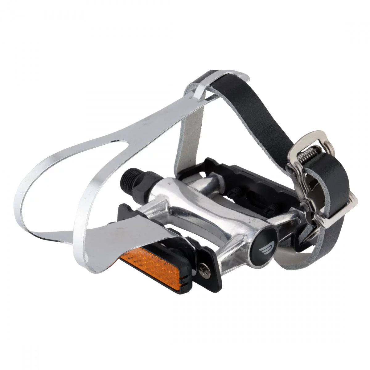 Cage Pedals with Leather Straps 9/16" Aluminum Body Silver K762261