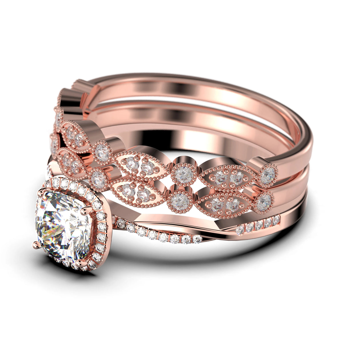 10k Solid White Gold Diamond Moissanite Engagement Ring B2816