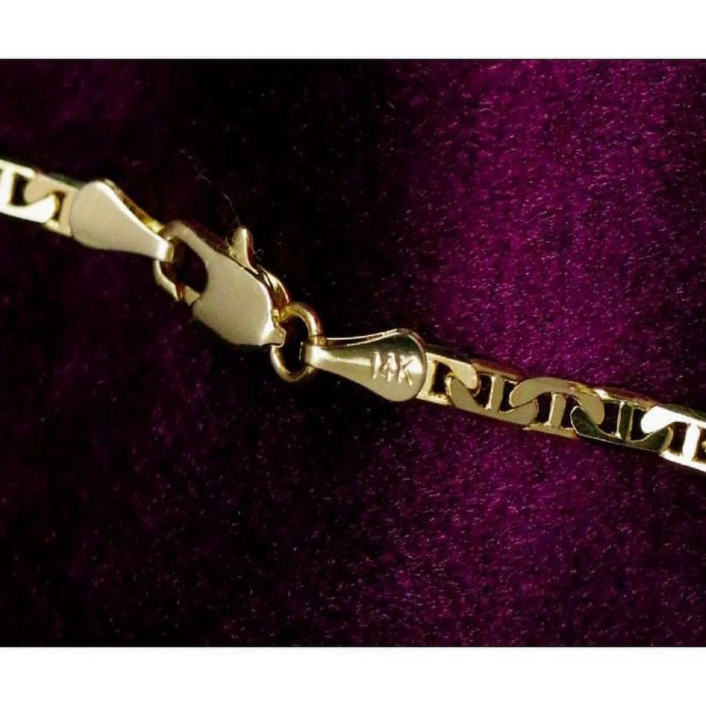 14K Bonded Gold Cuban Chain Necklace with Initial Letters Charm T2407