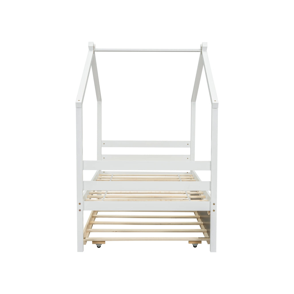 Twin Size White Bed Frame with Trundle C4154