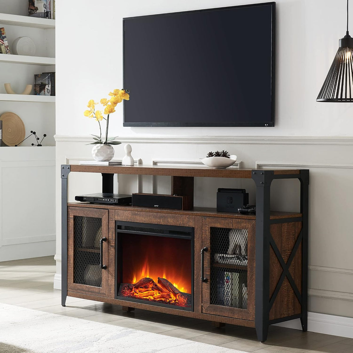 Tall Wood TV Stand for 65 inch TV F90059