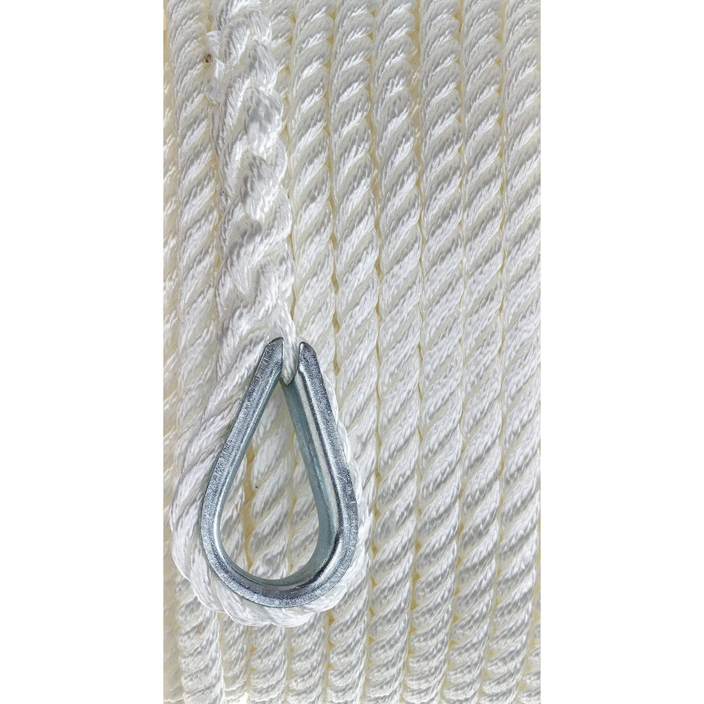 White 3-Strand Twisted Nylon Anchor Line Rope, 3/8 In. X 50 Ft. L379