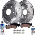 4WD Front Drilled and Slotted Disc Rotors Brake Pads 6pc Set C772