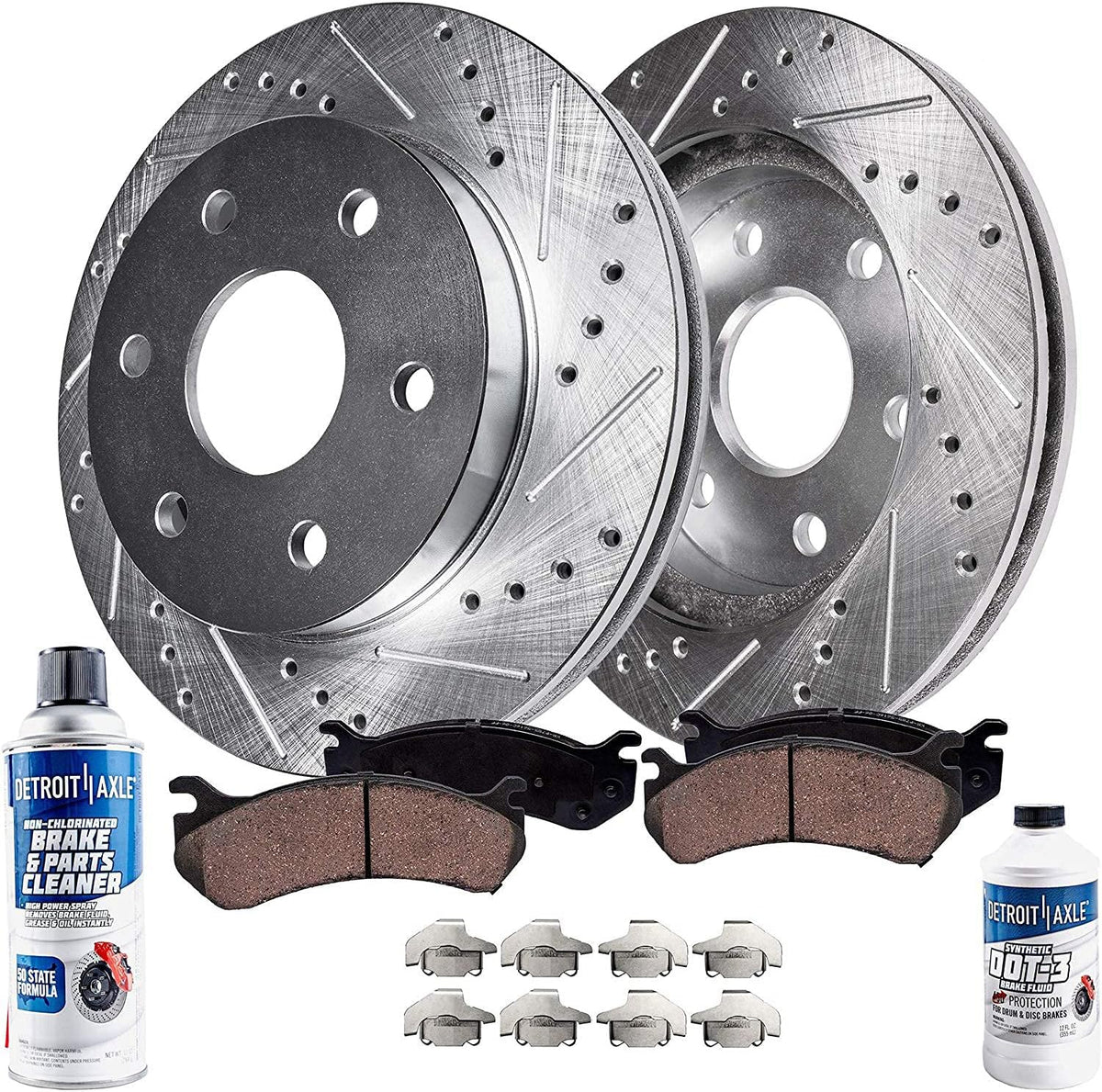 4WD Front Drilled and Slotted Disc Rotors Brake Pads 6pc Set C772