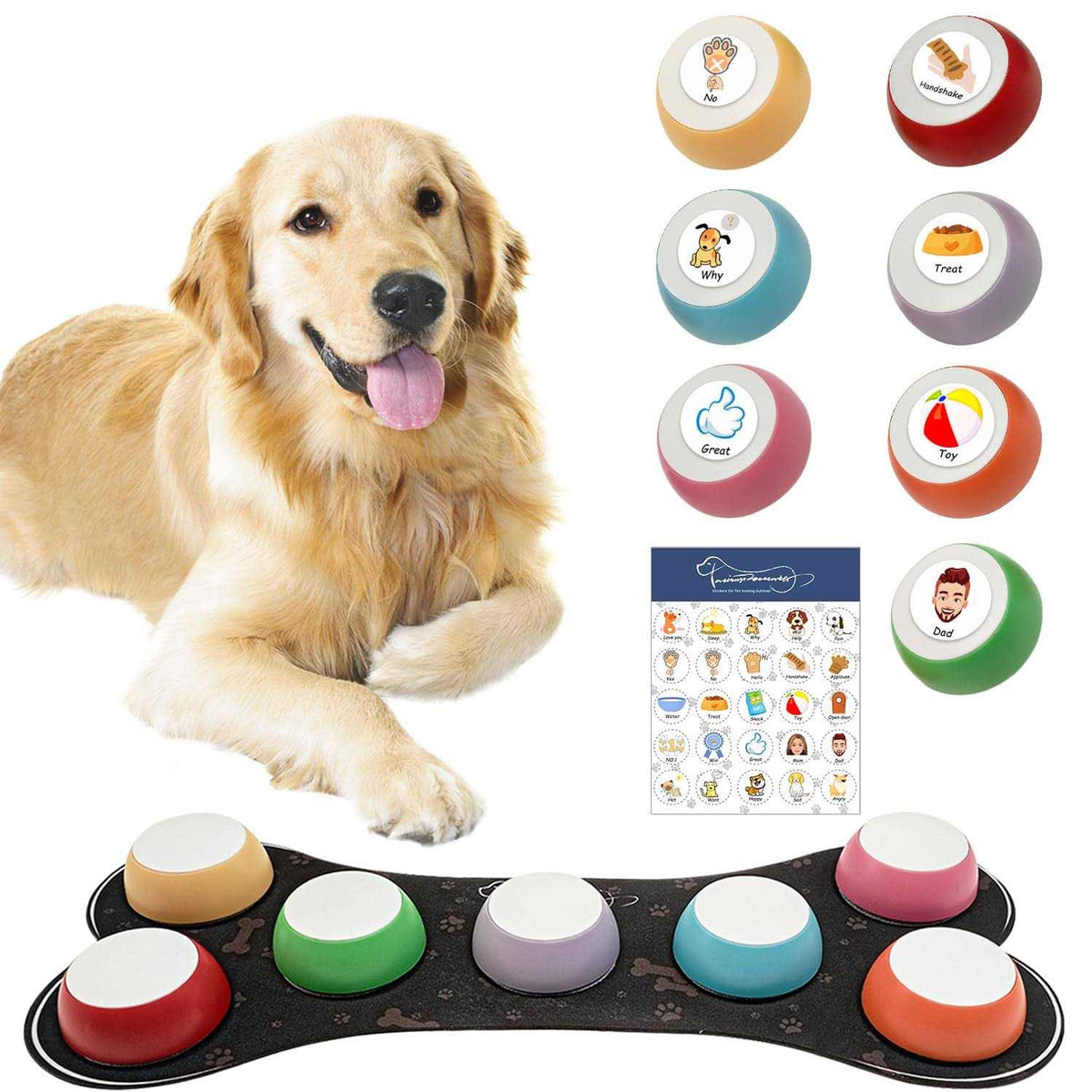 7 Dog Talking Button Set Recordable Training Buzzers Y41075