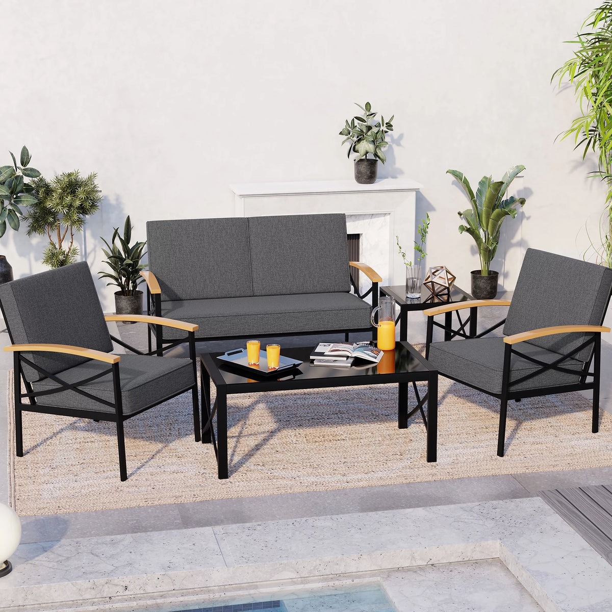5 Piece Patio Conversation Sectional Set A3670