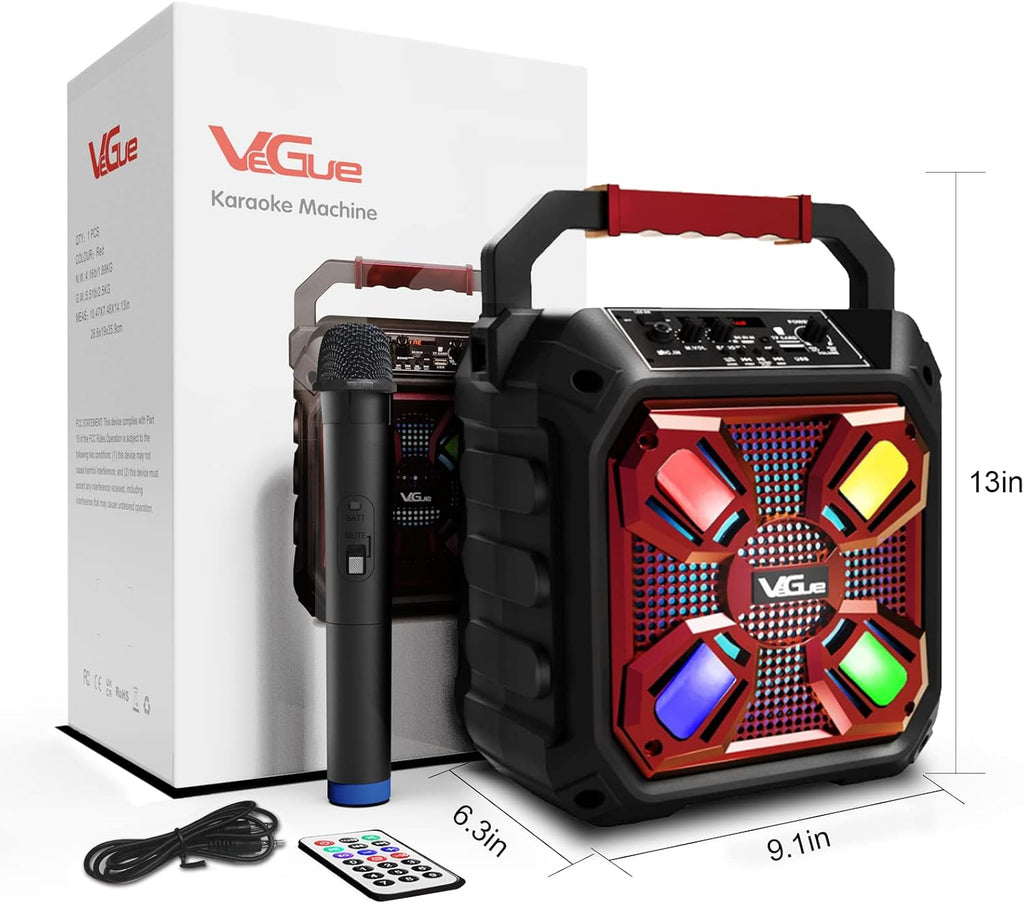 Karaoke Machine with Wireless Microphone and LED Lights Q726