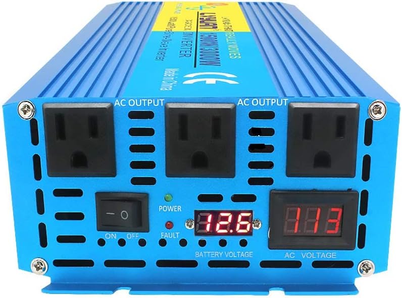 1500W Pure Sine Wave Power Inverter 12V DC to 110V AC with 3 AC Outlets K68405