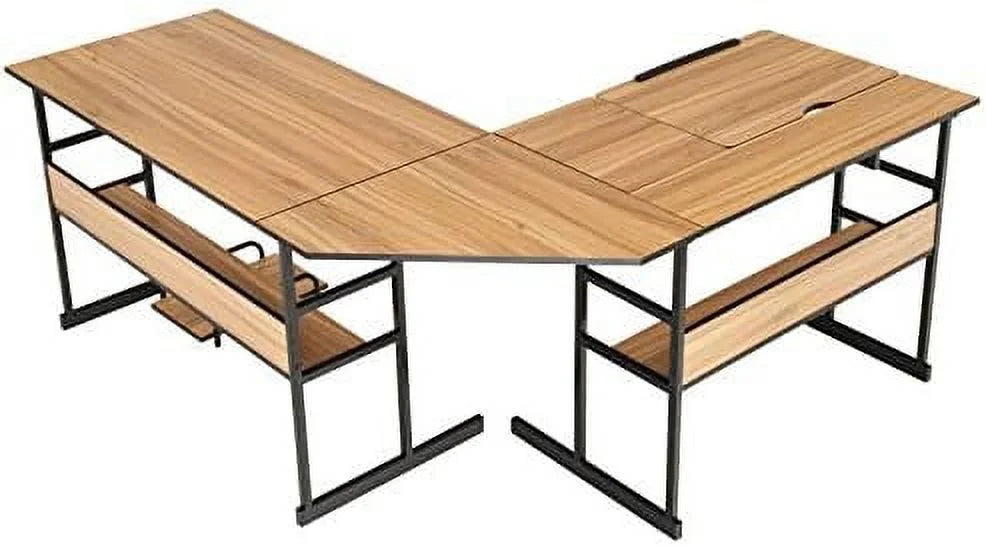 67 inches L-Shaped Corner Computer Desk with Bookshelves Q182395
