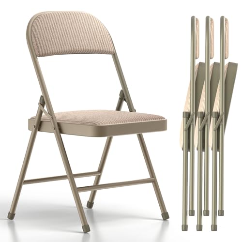 4 Pack Folding Chairs with Padded Cushion and Back D779024