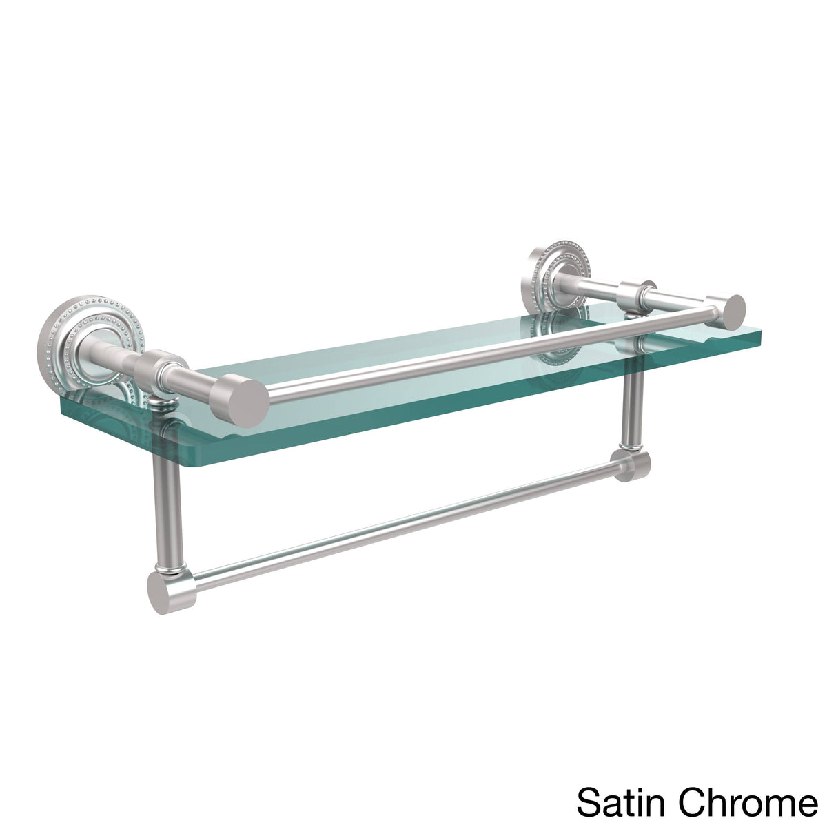 Satin Chrome Gallery Glass Shelf with Towel Bar T75411