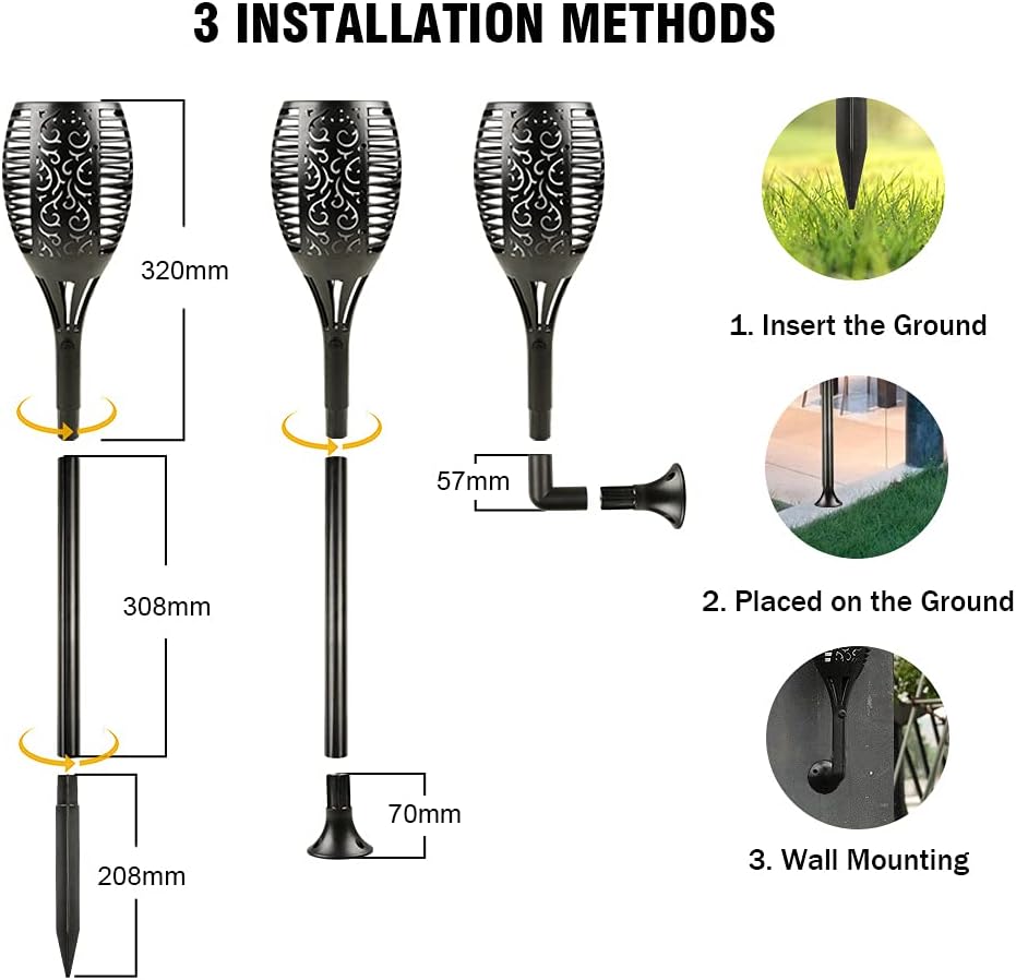 96 LED Waterproof Solar Tiki Torches 4 Pack W53419