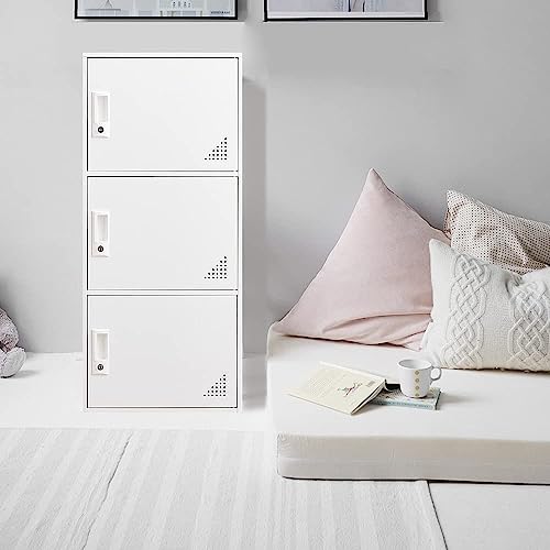 3 Door White Metal Storage Cabinet O29233